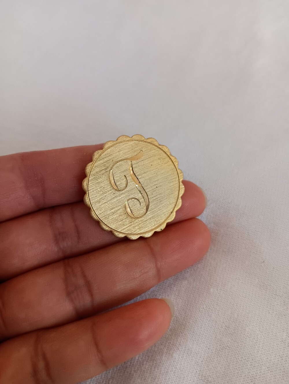 Gold Monogram 'J' Round Pin - Women Accessories